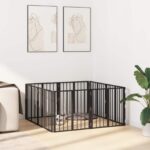vidaXL Psia brána 8 pcs Čierny 60 x 60 cm Pozinkovaná oceľ – Obrázok 3