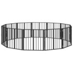 vidaXL Psia brána 12 pcs Čierny 60 x 60 cm Pozinkovaná oceľ – Obrázok 2