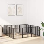 vidaXL Psia brána 12 pcs Čierny 60 x 60 cm Pozinkovaná oceľ – Obrázok 3