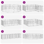 vidaXL Psia brána 12 pcs Čierny 60 x 60 cm Pozinkovaná oceľ – Obrázok 8
