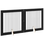 vidaXL Skladacia psia brána so stojanmi 2 pcs Čierny dub 200,5 cm – Obrázok 3