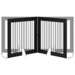 vidaXL Skladacia psia brána so stojanmi 2 pcs Čierny dub 200,5 cm – Obrázok 7