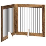 vidaXL Skladacia psia brána so stojanmi 2 pcs Staré drevo 200,5 cm – Obrázok 9