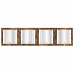 vidaXL Skladacia psia brána so stojanmi 4 pcs Dymový dub 401 cm – Obrázok 2