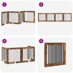 vidaXL Skladacia psia brána so stojanmi 4 pcs Dymový dub 401 cm – Obrázok 7