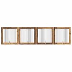 vidaXL Skladacia psia brána so stojanmi 4 pcs Staré drevo 401 cm – Obrázok 8