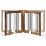 vidaXL Skladacia psia brána so stojanmi 4 pcs Staré drevo 401 cm – Obrázok 5