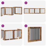 vidaXL Skladacia psia brána so stojanmi 4 pcs Staré drevo 401 cm – Obrázok 9