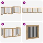 vidaXL Skladacia psia brána so stojanmi 4 pcs Dub artisan 401 cm – Obrázok 7