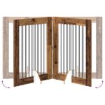 vidaXL Skladacia psia brána so stojanmi 2 pcs Staré drevo 160,5 cm – Obrázok 6