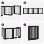 vidaXL Skladacia psia brána so stojanmi 4 pcs Čierny dub 321 cm – Obrázok 9