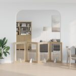 vidaXL Skladacia psia brána so stojanmi 4 pcs Dub sonoma 321 cm