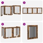 vidaXL Skladacia psia brána so stojanmi 4 pcs Dymový dub 321 cm – Obrázok 7