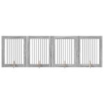 vidaXL Skladacia psia brána so stojanmi 4 pcs Sivá sonoma 321 cm – Obrázok 2