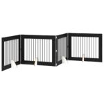 vidaXL Skladacia psia brána so stojanmi 4 pcs Čierny dub 401 cm – Obrázok 2