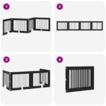 vidaXL Skladacia psia brána so stojanmi 4 pcs Čierny dub 401 cm – Obrázok 7