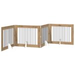 vidaXL Skladacia psia brána so stojanmi 4 pcs Dub artisan 401 cm – Obrázok 2