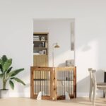 vidaXL Skladacia psia brána so stojanmi 2 pcs Staré drevo 160,5 cm