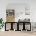 vidaXL Skladacia psia brána so stojanmi 4 pcs Čierny dub 321 cm