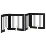 vidaXL Skladacia psia brána so stojanmi 4 pcs Čierny dub 321 cm – Obrázok 8