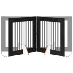 vidaXL Skladacia psia brána so stojanmi 4 pcs Čierny dub 321 cm – Obrázok 5