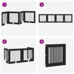 vidaXL Skladacia psia brána so stojanmi 4 pcs Čierny dub 321 cm – Obrázok 7
