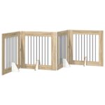 vidaXL Skladacia psia brána so stojanmi 4 pcs Dub sonoma 321 cm – Obrázok 8
