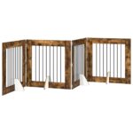 vidaXL Skladacia psia brána so stojanmi 4 pcs Dymový dub 321 cm – Obrázok 2