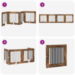 vidaXL Skladacia psia brána so stojanmi 4 pcs Dymový dub 321 cm – Obrázok 7