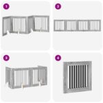 vidaXL Skladacia psia brána so stojanmi 4 pcs Sivá sonoma 321 cm – Obrázok 9