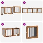 vidaXL Skladacia psia brána so stojanmi 4 pcs Staré drevo 321 cm – Obrázok 7