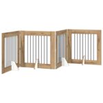 vidaXL Skladacia psia brána so stojanmi 4 pcs Dub artisan 321 cm – Obrázok 2