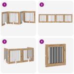 vidaXL Skladacia psia brána so stojanmi 4 pcs Dub artisan 321 cm – Obrázok 9