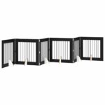 vidaXL Skladacia psia brána so stojanmi 6 pcs Čierny dub 482 cm – Obrázok 2