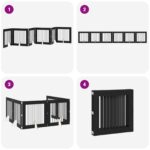 vidaXL Skladacia psia brána so stojanmi 6 pcs Čierny dub 482 cm – Obrázok 8