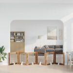 vidaXL Skladacia psia brána so stojanmi 6 pcs Staré drevo 482 cm