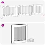 vidaXL Skladacia psia brána so stojanmi 6 pcs Staré drevo 482 cm – Obrázok 7