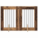 vidaXL Skladacia psia brána so stojanmi 2 pcs Staré drevo 120,5 cm – Obrázok 2