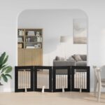 vidaXL Skladacia psia brána so stojanmi 4 pcs Čierny dub 241 cm