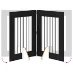 vidaXL Skladacia psia brána so stojanmi 4 pcs Čierny dub 241 cm – Obrázok 5