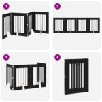 vidaXL Skladacia psia brána so stojanmi 4 pcs Čierny dub 241 cm – Obrázok 9