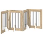 vidaXL Skladacia psia brána so stojanmi 4 pcs Dub sonoma 241 cm – Obrázok 8