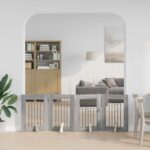 vidaXL Skladacia psia brána so stojanmi 4 pcs Sivá sonoma 241 cm
