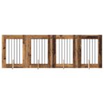 vidaXL Skladacia psia brána so stojanmi 4 pcs Staré drevo 241 cm – Obrázok 2