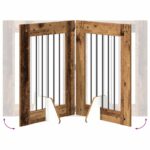 vidaXL Skladacia psia brána so stojanmi 4 pcs Staré drevo 241 cm – Obrázok 5
