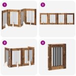 vidaXL Skladacia psia brána so stojanmi 4 pcs Staré drevo 241 cm – Obrázok 9