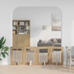 vidaXL Skladacia psia brána so stojanmi 4 pcs Dub artisan 241 cm