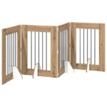 vidaXL Skladacia psia brána so stojanmi 4 pcs Dub artisan 241 cm – Obrázok 8