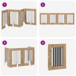 vidaXL Skladacia psia brána so stojanmi 4 pcs Dub artisan 241 cm – Obrázok 7
