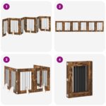 vidaXL Skladacia psia brána so stojanmi 6 pcs Dymový dub 362 cm – Obrázok 8